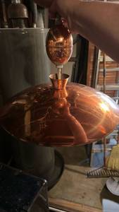 lot 8733 image: Copper Pendant Light Fixture with Decorative Finial