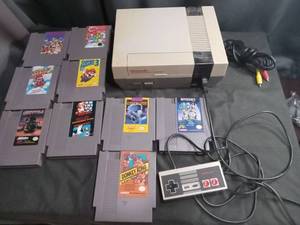 Nintendo NES Console Bundle with 9 Games and Controller