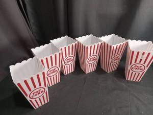 lot 4097 image: Red and White Striped Popcorn Containers Set