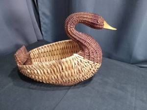 lot 4105 image: Handwoven Wicker Swan Basket