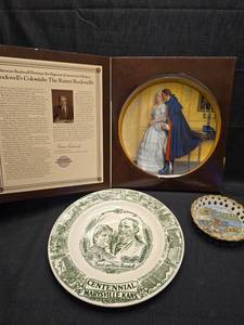 lot 3707 image: Collectible Commemorative Plates Featuring Norman Rockwell Colonial Art and Historical Themes
