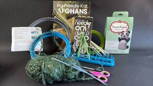 lot 52 image: Knitting and Sewing Craft Supply Bundle with Looms and Pattern Books