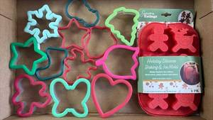lot 60 image: Holiday Cookie Cutters and Silicone Baking Mold Set