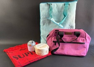 lot 69 image: New Bundle of Twine For Hammock, Towel Drying,...Picnic Blanket With Carry Handle, WORKING Lantern, 3x3 Fabric Tic Tac Toe Game, Nice New Buringer Cooler Bag