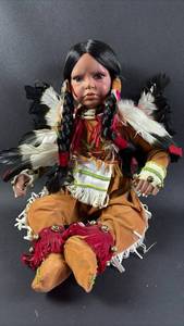 lot 78 image: Ltd. Ed. Native American Timeless Porcelain Doll 12 Inches Seated