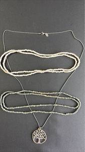 lot 95 image: Beaded Necklace Collection with Tree of Life Pendant and Origami Owl Chain