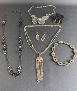 lot 96 image: Mixed Metals Jewelry Collection with Necklaces and Earrings