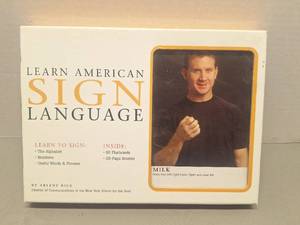 lot 112 image: Learn Sign Language Flashcard Set by Arlene Rice - Like New