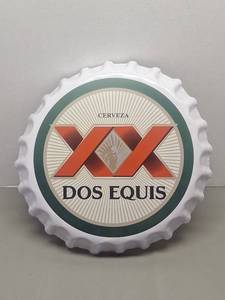 lot 134 image: Dos Equis Beer Bottle Cap Wall Sign - 14 Inch