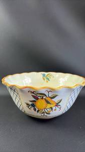 lot 160 image: Large Ceramic Bowl with Scalloped Edge, Approximately 10 Inch