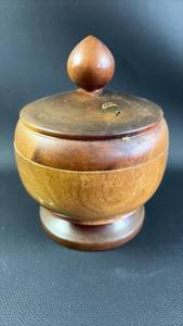 lot 163 image: Turned Wood Footed Bowl with Lid
