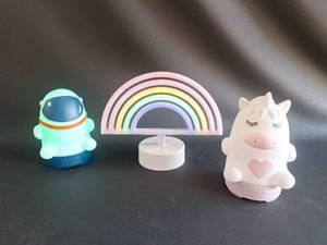 lot 184 image: Colorful LED Night Light Set - Astronaut, Rainbow, and Unicorn