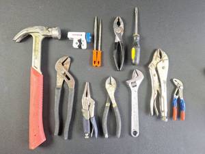 lot 187 image: Used Hand Tools Lot with Hammer Pliers Screwdrivers and Tube Cutter