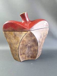 lot 192 image: Ceramic Apple Shaped Vase with Red Glaze