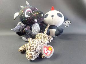 lot 196 image: Ty Beanie Baby Leopard Freckles Plush Toy with Tags, Sparkle Dragon and Panda Bear