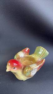 lot 221 image: Colorful Glazed Ceramic Bird Tea Light Holder