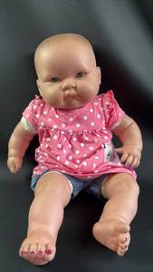 lot 239 image: Berenguer Doll, Lots To Cuddle Precious 11.5 Inches Seated Chubby Doll Blue Eyes
