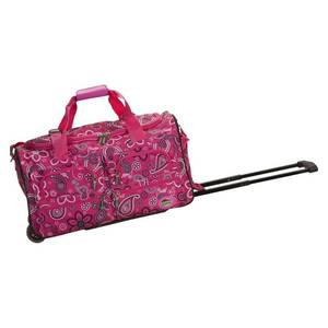 lot 11636 image: Rockland 16L Rolling Duffel Bag - Pink Bandana