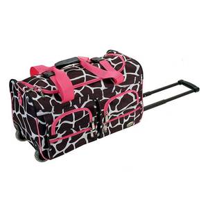 lot 11637 image: Rockland 16L Rolling Duffel Bag - Pink Giraffe