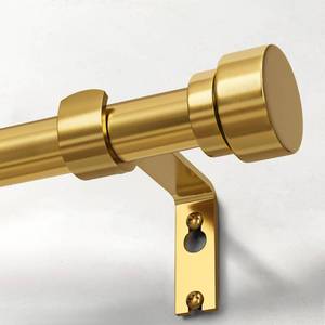 lot 56531 image: Modern Gold Curtain Rods for Windows 48 to 84 Adjustable Length Heavy Duty 1 Diameter Brass Window Curtain Rod with Solid Metal Finials for Outdoor Farmhouse Bedroom Kitchen Living Room - Retail $30