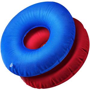 lot 56532 image: 2 Pieces Inflatable Donut Car Seat Inflatable Donut Cushion 15 Inch Round Ring Cushion for Tailbone Portable Pillows for Home Office Chair Wheelchair Car(Blue, Red) - Retail $14