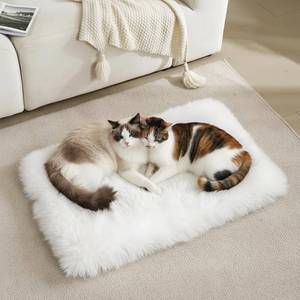 lot 56537 image: Dog Cat Bed Mat 19.6x31.4 inch, Washable Soft Plush Faux Fur Fluffy Puppy Pad Blanket for Indoor Pet Sleep Cushion White - Retail $24