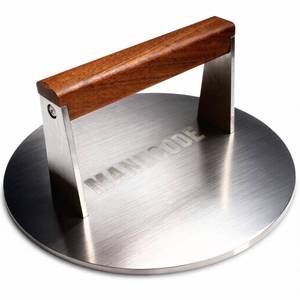 lot 56540 image: Smash Burger Press, 3.8-Lb Burger Smasher, 9-Inch Bacon Press for Batch Cooking, Stainless Steel, Easy to Clean and Seasoning Free, Heatable for Searing Panini, Steak, Chicken, Fish, Round - Retail $50