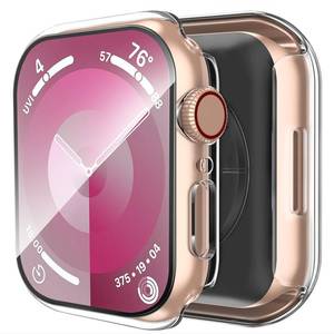 lot 56544 image: Smiling 2 Pack Case Compatible with Apple Watch SE 3 (2025) SE 2 SESeries 654 40mm with Tempered Glass Screen Protector, Hard PC Case Overall Protective Cover- Transparent - Retail $7