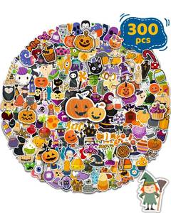 lot 56546 image: Halloween Pumpkin Stickers, Vinyl Waterproof Stickers for Water Bottles Laptop Skateboard Computer, Halloween Party Favors Gifts Funny for Kids Teens Adults - Retail $3