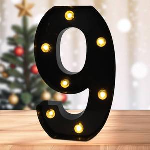 lot 56576 image: LED Marquee Numbers, Light Up Numbers for Party, Small Light Up Letters, Battery Powered Lighted Number for Birthday or Home Decor (Black, 9) - Retail $9