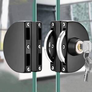 lot 56581 image: Glass Door Lock with 3 Keys Fits on 0.31 inch to 0.47 inch Thick Door, Frameless Push Sliding Door Lock Security with Double Swing - Retail $26