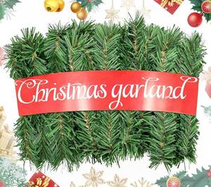 lot 56588 image: Christmas Garland, 54FT Artificial Soft Green Realistic Pine Greenery for Indoor Outdoor Xmas Mantle, Staircase, Door & Wall Decor - Retail $9