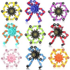 lot 56609 image: Easter Basket Stuffers Transformable Fidget Spinners,9PCS Funny Sensory Fidget Toys Deformable Chain DIY Robot Spinner, Fingertip Stress Relief Gyro Toy Kids Easter Basket Stuffers Party Favors - Retail $13