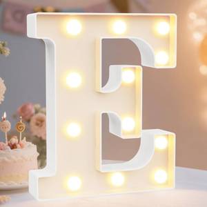 lot 56616 image: LED Marquee Letter Lights Sign, Light Up Alphabet Letter for Home Party Wedding Decoration E - Retail $9