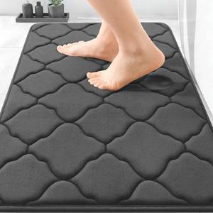 lot 56635 image: Memory Foam Bath Mat Rug 30x20, Ultra Soft Non Slip and Absorbent Bathroom Rug, Machine Wash Dry, Comfortable, Thick Bath Rug Carpet for Bathroom Floor, Tub and Shower, Black - Retail $10