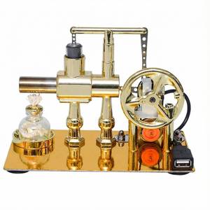 lot 56654 image: Hot Air Stirling Engine Motor Model, Stirling Engine Kit, Single-Cylinder Metal Stirling Engine External Combustion Engine Motor, DIY Hot Air Engine Gift of Air for Desktop Educational Toy (Gold) - Retail $46