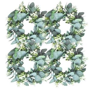 lot 56661 image: 4 Pcs Green Eucalyptus Round Wreath Artificial Farmhouse Wreath for Door Wall Window Decor,11Inch - Retail $26