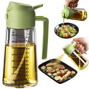 lot 56668 image: 16oz470ml Glass Olive Oil Sprayer for Cooking 2 in 1 Olive Oil Dispenser Bottle for Kitchen Gadgets and Air Fryer Accessories, Salad, BBQ - Green - Retail $8