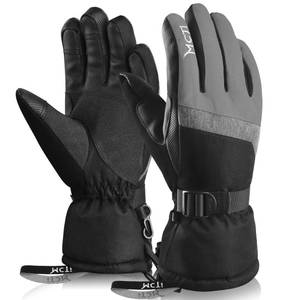lot 56670 image: Ski Gloves, Winter Waterproof Snowboard Snow 3M Thinsulate Warm Touchscreen Cold Weather Women Gloves Wrist Leashes Grey Large - Retail $25