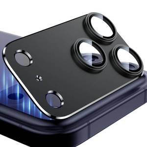 lot 56676 image: 2 Pack for iPhone 17 Pro Camera Lens Protector, Aluminum Alloy Metal matte Case Tempered Glass Camera Screen Cover, Scratch Resistant Case Friendly (Black) - Retail $15