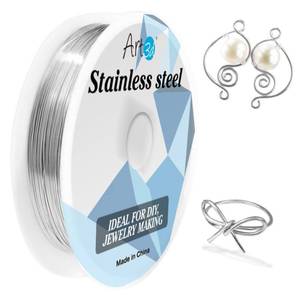 lot 56679 image: Art3d 20 Gauge Stainless Steel Wire, Bendable Soft Crafting Wire for Jewelry Making Earring Beading DIY Wrapping Sculpting - 120 FT Silver - Retail $9