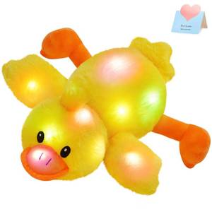 lot 56691 image: Glow Guards 12 Light up Yellow Duck Stuffed Animal Soft LED Night Light Glowing Plush Toy Pillow Bed Sofa Birthday Childrens Day for Toddler Kids - Retail $22