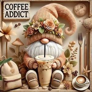 lot 56697 image: Diamond Art Painting Kits for Adults, Gnome Drinks Coffee 5D Diamond Painting Dots Art Kits for Adults Beginner, DIY Full Round Gem Crystal Art Paint by Diamond, Home Wall Decor 14x 14 in - Retail $6