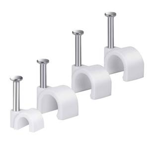 lot 56699 image: Cable Wire Clips 4mm 6mm 8mm 10mm (Pack of 200) Cable Management RG6 RG59 CAT5 CAT6 RJ45 Electrical Ethernet Dish TV Speaker Wire Cord Tie Holder Single Coaxial Nail Clamps - Retail $6