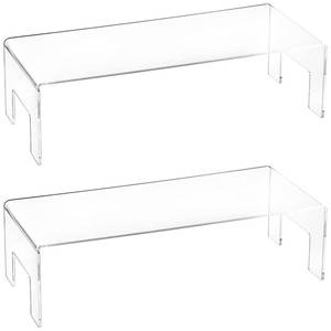 lot 56700 image: 1 Pack Acrylic Display Risers, 12 Lx5 Wx3.3 H Clear 5mm Thick Small Display Risers Stand Acrylic Showcase Fixtures Shelf for Dessert Cupcake Figures Toys Cosmetics Perfume - Retail $20