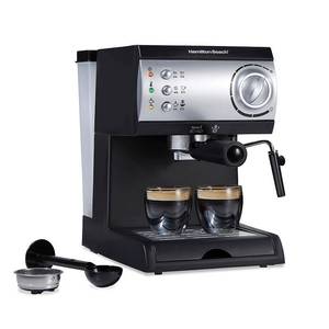 lot 56712 image: Hamilton Beach Espresso and Cappuccino Maker Black and Stainless. - Retail $220
