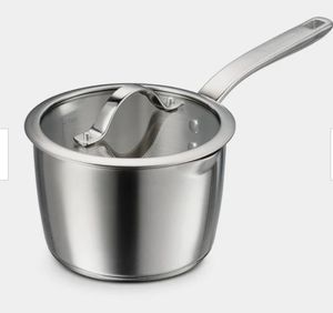 lot 56713 image: Tramontina Gourmet Tri-Ply Clad 1810 Stainless Steel Induction-Ready Saucepan with Lid - Retail $67