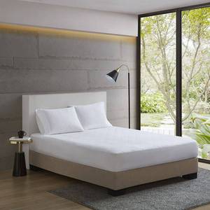 lot 56737 image: Sleep Philosophy All Natural Cotton Percale Quilted Mattress Pad with Spandex Snug-on Slip Fit Skirt - Retail $75