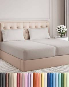 lot 42 image: Split King Size 5 Piece Sheet Set - Comfy Breathable & Cooling Bed Sheets Set - Hotel Luxury Bedding for Women, Men, Kids, Teens, Boys & Girls - Deep Pockets and Wrinkle Free - Oeko-Tex - Light Grey - Retail $45