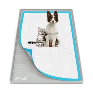 lot 48 image: Bartuke Pee Pad Holder for Dogs, 34 x 20 Large Silicone Pee Tray Mat High Edge, Leak-Proof, No Spill Pet Pad Holder for Puppy, Cat, Rabbit, Training Pads for Floor Protection, No Pee Pads - Retail $26